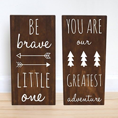 Michell63Bentham Woodland Theme Nursery Boy, Be Brave Little One, You Are Our Greatest Adventure, 2 Signs - 7.5 X 15 In.