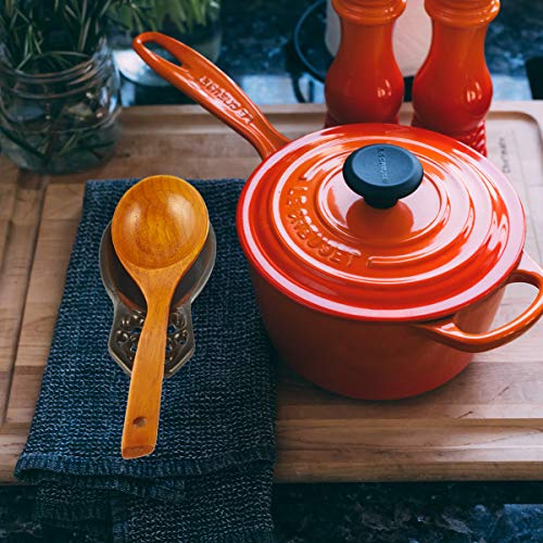 Vintage Spoon Rest, Kitchen Spoon Rest Cast Iron Utensil Rest Ladle Spoon Holder for Cooking Home Decor, 7.9''3.7''1.1'', Coffee Gold