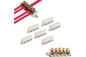 7PCS 16-10 AWG Lever Wire Splice Connectors, 60A Brass Terminal Block with Cover, Compact 1-in-4-Out Quick Connect Electrical