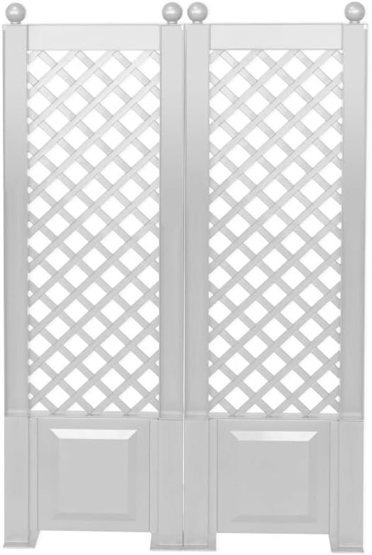 KHW 37821 Garden Trellises with Ground Stake, White, 86 x 6 x 140 cm