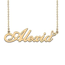 HUAN XUN 18K Gold Plated Name Necklace Alexia for
