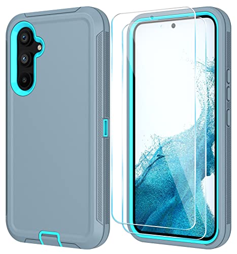 Qinmay Phone Case for Samsung Galaxy A54 5G Case with HD Screen Protector, Heavy Duty Shockproof & Dropproof 3-Layer Cover Phone Case for Galaxy A54 (Grey SkyBlue)
