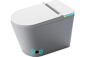 RELYBLO Upgraded One Piece Smart Bidet Toilet, Electric Tankless Toilet with In-builet Aromatherapy/Heated Seat/Foot Sensor/Various Washing Settings/Temperature Sensing/Automatic Powerful Flush/Auto Shut-off