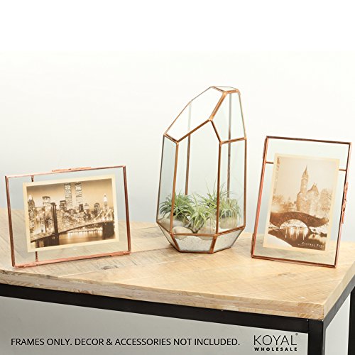 Koyal Wholesale Pressed Glass Floating Photo Frames 5 x 7 Frame, Rose