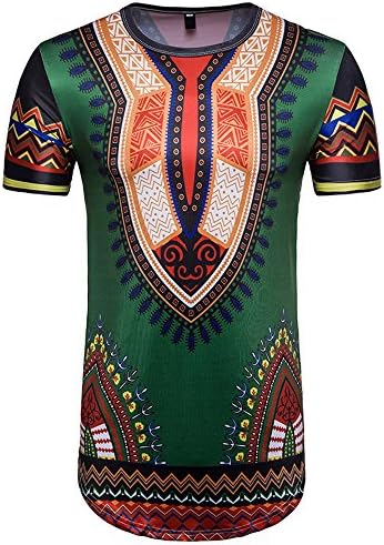 Qisc Mens Tops Mens Hipster Hip-Hop Dashiki Graphic Premium Tees Stylish Longline Fashion T-Shirt Tops