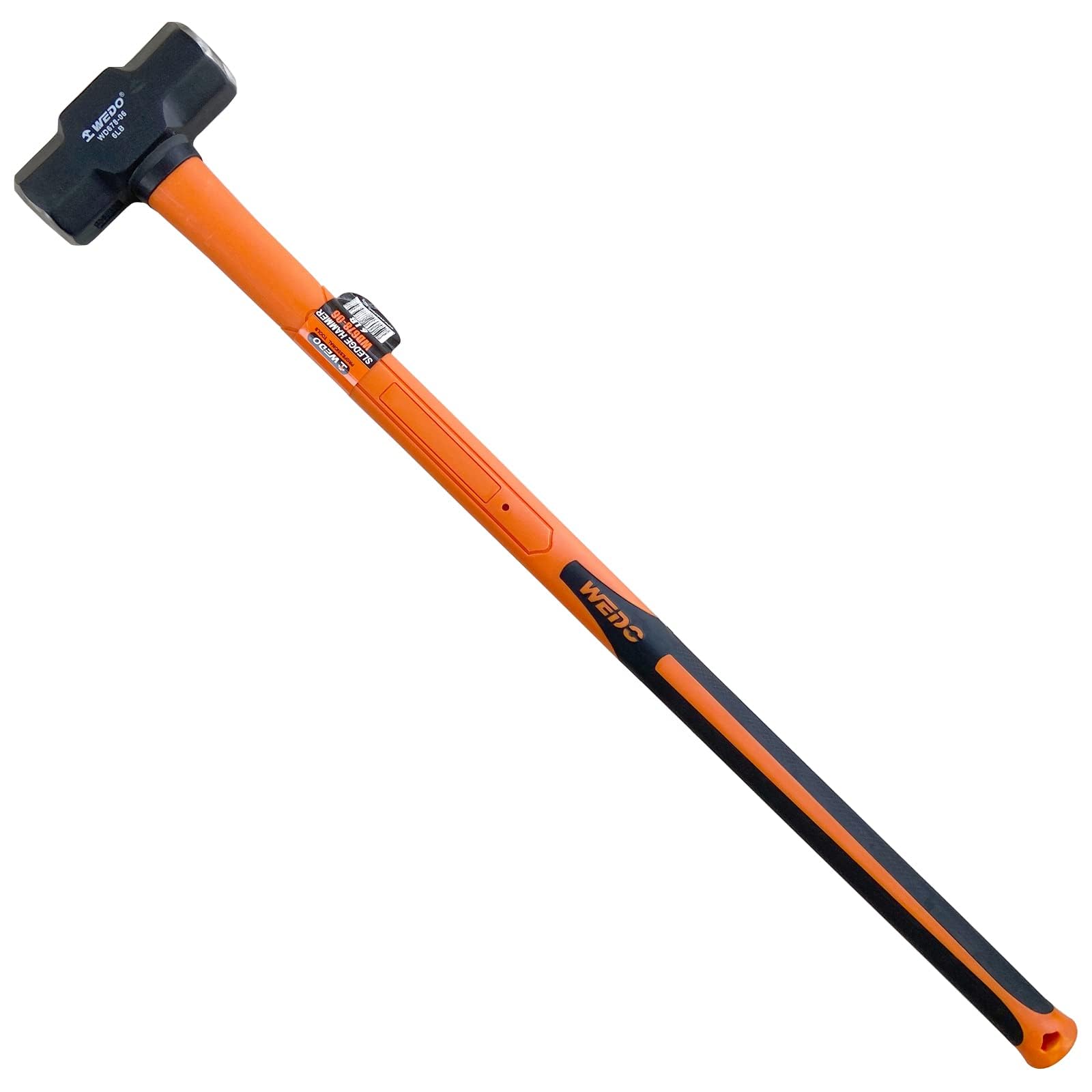 WEDO Sledge Hammer with Fiberglass Shaft, 6lb(2700g) Drilling Club Hammer, Crackhammer, High Carbon Steel, Length 894mm, Shock Resistant, Non-Slip Shaft