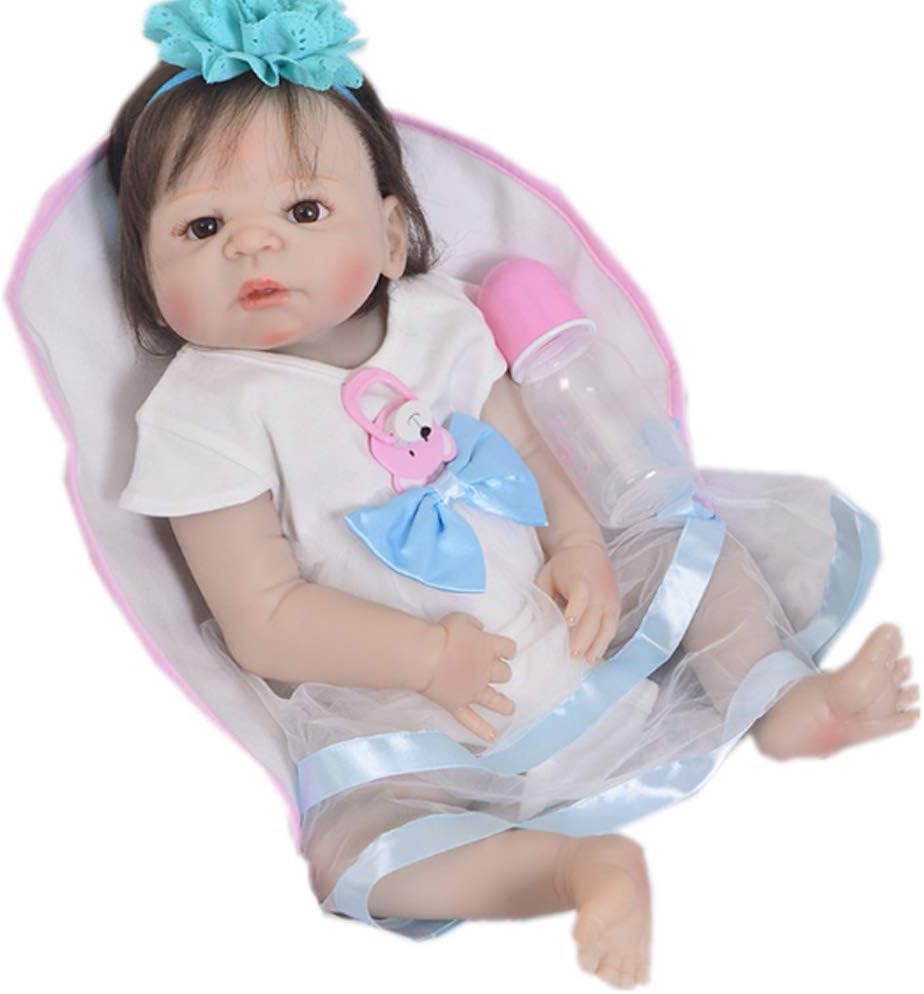 Prezzo JTYX DOLLS 57cm Rinato Bambole Silicone Morbido Simulazione Bambino Occhi Marroni Regali di Compleanno Svegli del Neonato Lavabili,Color1,57cm Offerte