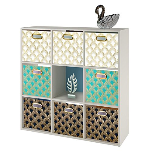 Baist Cubby Storage Bins,Gold Heavy Duty Canvas Decorative Foldable
