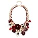 Zhenhui Women Bib Statement Chunky Necklace - Gold Chain Crystal Flower Statement Necklace Charm Pendant Necklace,Big Chunky Choker Jewelry for Clothing