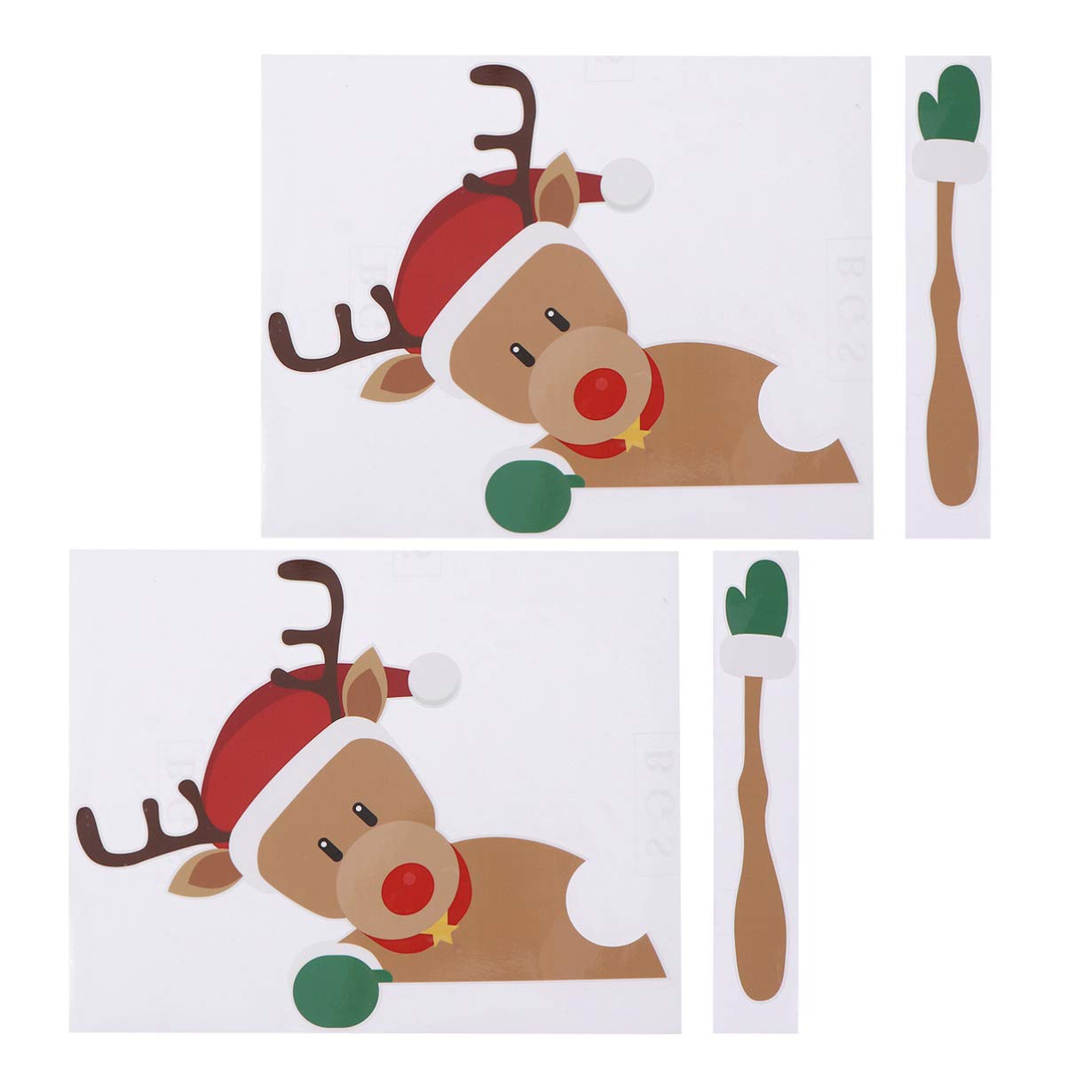 TOYANDONA 2 Sets Christmas Rear Window Wiper Decals Reindeer Waving Wiper Stickers Waterproof Car Bumper Windshield Decal