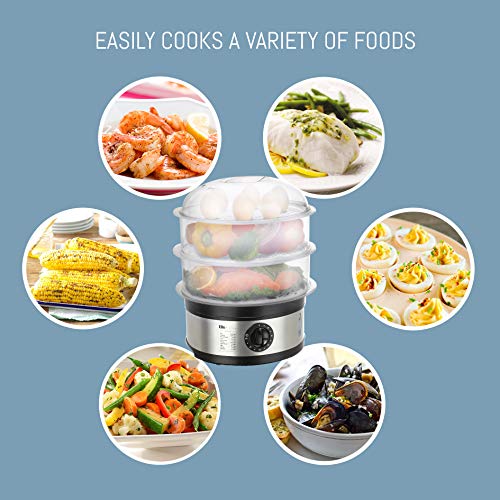 Elite Gourmet EST2301 Electric Food Steamer with BPAFree 3 Tier