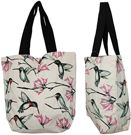 Shopper Tote Bag - Hummingbird Illustrated, Eco-Friendly Reusable Multipurpose Canvas Grocery Bag