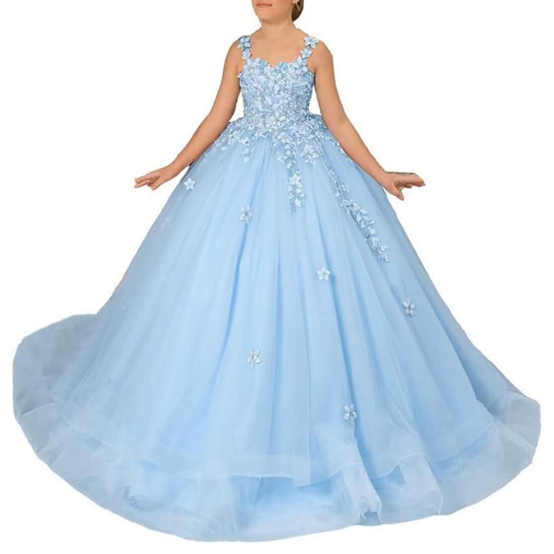 Tulle Flower Girl Dress for Wedding Lace Applique