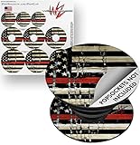 Decal Style Vinyl Skin Wrap 3 Pack for PopSockets Painted Faded and Cracked Red Line USA American Flag (POPSOCKET NOT INCLUDED) by WraptorSkinz