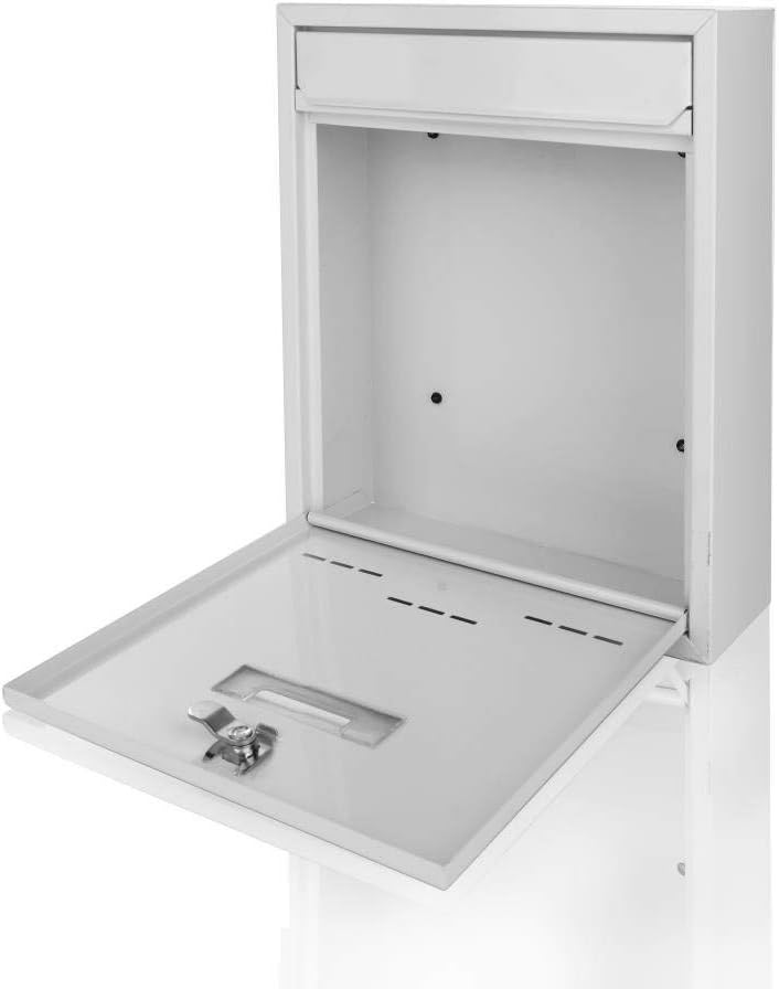 Modern Wall Mount Lockable Mailbox - Outdoor Galvanized Metal Key Large Capacity - Commercial Rural Home Decorative & Office Business Parcel Box Packages Drop Slot Secure Lock- Serenelife SLMAB04: Home Improvement