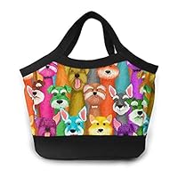 Colorful Oil Cute Schnauzer Dogs Lunch Box Mom Bag Container for Women/Men Kids, Picnic/Beach/Work Lunch Organizer Compact Handbag Quick And Simple Organization