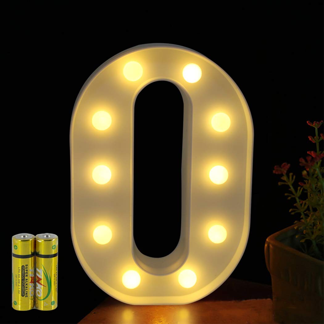 HONPHIER Letter Lights Decorative LED Alphabet Lights Marquee Decoration Light Up Sign Night Light Battery Operated for Birthday Party Wedding Receptions Holiday Bar Home Bedroom Bath Decor (O)