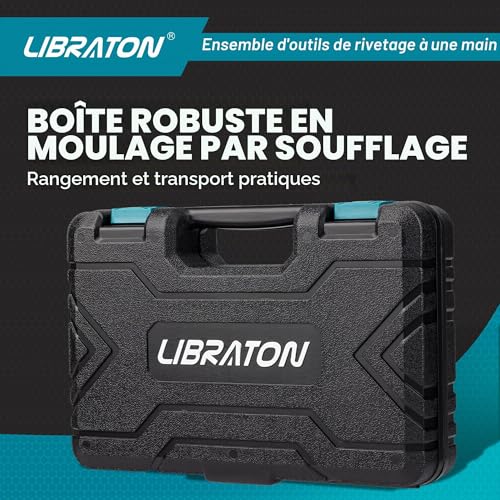 LIBRATON Professional Rivet Pliers, Manual Rivet Pliers, Blind Rivet Pliers, Pop Rivet Gun with 4 Types of HSS Drills and 200 Pieces Rivets 2.4mm 3.2mm 4.8mm