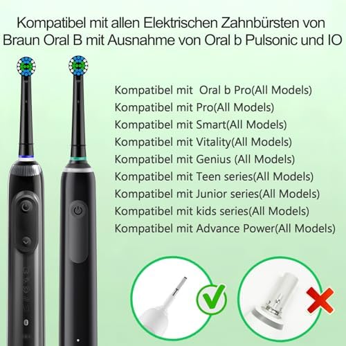 16 stück Aufsteckbürsten Kompatibel mit Braun Oral B Zahnbürste, Schwarz