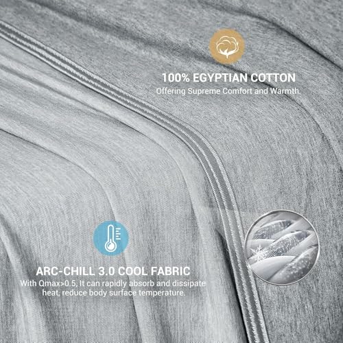 Elegear Revolutionary Cooling Blanket King Absorbs Heat to Keep Body Cool for Night Sweats, Arc-Chill3.0 Cool Fiber Q-Max>0.5 for Hot Sleepers, Lightweight Summer Cold Blankets for Sleeping 108" x 90"