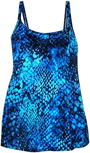 Longitude Womens Swimdress Swimsuit 1 Piece Black Blue Rain (14, Black/Blue)