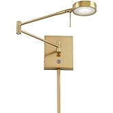 GEORGE KOVACS P4308-248 George's Reading Room LED Swing Arm Wall Lamp, 1-Light, 8 Total Watts, 6.25-in H x 13.75-in W, Honey 
