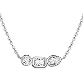 CYW Moissanite/Ruby/Sapphire/Emerald Dainty Pendant Necklace for Women, Novelty Design, Really Authentic Solid 925 Sterling Silver, 16"/18"/20" Adjustable, Birthday Anniversary Valentines Gift