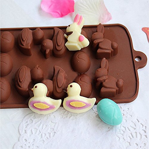 2-Pack Bunny Duck Egg Molds - Mold Easter Sunday Silicone Molds for Chocolate, Ice Cube, Jello, Hard Candy, Gummy