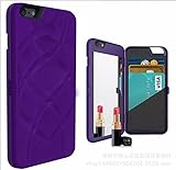 iPhone 6 Plus/6s Plus Case-Auroralove Purple Card Slot Wallet Cover with Mirror Glass Design for Beauty Makeup PU Leather Case for iPhone 6Plus/6s Plus 5.5 Inch