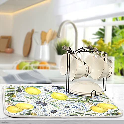 Lemon Dish Drying Mat For Kitchen Counter Lemon Dish Drying Pad 18 X 24