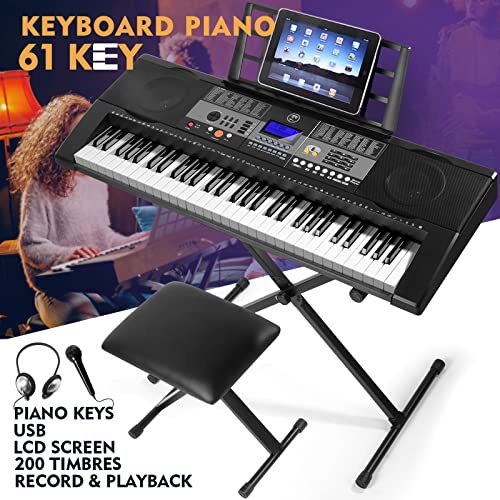 MUSTAR 61 Key Piano Keyboard, Portable Touch Sensitive Keyboard Piano