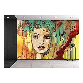 Illustration Depicting a Figure of a Young and Beautiful Woman - Removable Wall Mural | Self-Adhesive Large Wallpaper - 66x96 inches