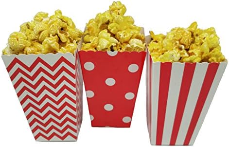 JCX Paper Popcorn Bags, Movie Theater Party Paper Bags, 36 Pieces (Red)