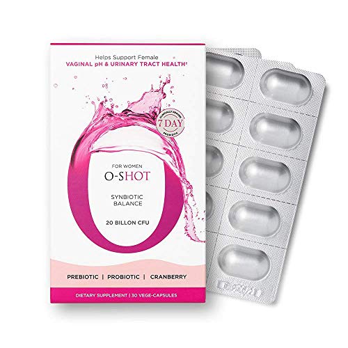 O-Shot (r Vegan Vaginal Probiotic + Prebiotic for Women, Cranberry Extract, Chicory Root, Vaginal pH, Urinary Tract, Digestion, Bloating, Non Dairy, Non GMO, Gluten Free, 30 Vege-Capsules