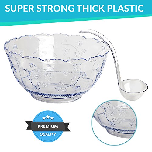 Premium Quality Plastic Punch Bowl With Ladle Large 2 Gallon Bowl