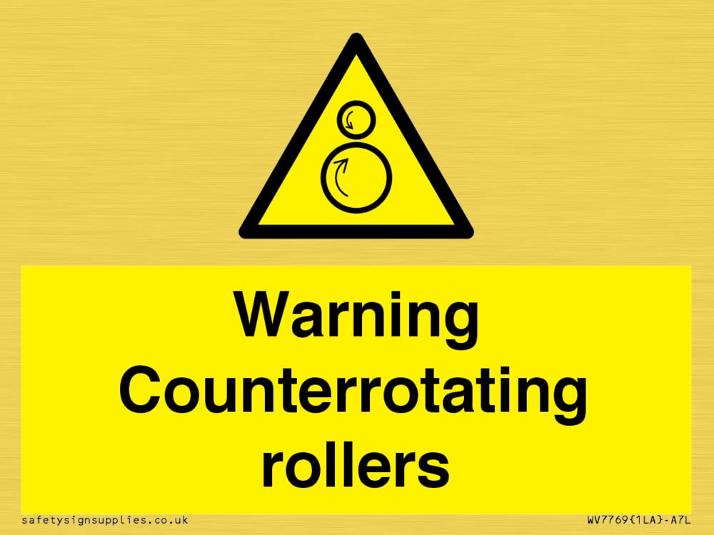 Warning Counterrotating rollers Sign - 100x75mm - A7L