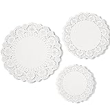 eBoot White Paper Doily Lace Paper Doilies Round Cake Packaging Paper Pad, 6.5 Inch, 8.5 Inch, 10.5 Inch (72 Pieces)