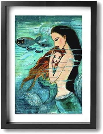 Fine Print Artwork Canvas Wall Art Mermaid Pattern Framed Oil Paintings Pictures Modern Home Decor Stretched Framed Ready to Hang