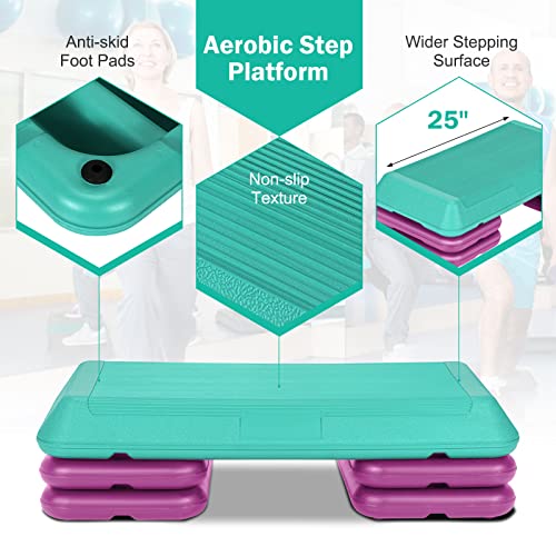 GYMAX Aerobic Step Platform, Adjustable Stepper With 4 Detachable