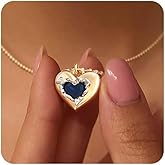 Fettero Gold Heart Necklace for Women 14K Gold Plated Birthstone Necklace Charm Heart Pendant Necklace Cute Love Necklace Jewelry CZ Pendant Necklace Birthday Gift for Women Jewelry