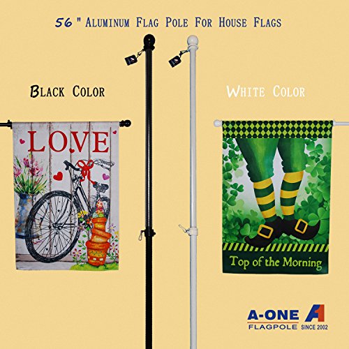 56" Tangle Free Aluminum Flagpole for Grommet or House - A-One American US Flag Pole Kit with Anti-wrap Sleeve, Stainless Steel Rust Prevention Clip & Decorative Ball, White