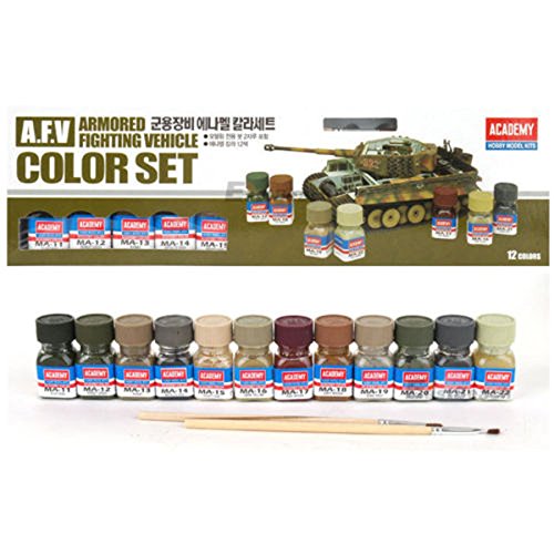 Academy A.F.V Enamel Painting 12 Color Set for Plastic Model Kits #15906