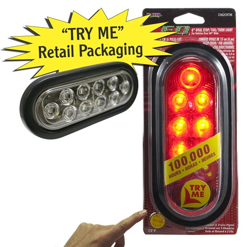 Blazer C562CRTM LED 6-Inch Oval Stop/Tail/Turn/Park Red Light - Clear