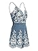 Simplee Women's Summer Beach Ruffle V Neck Sleeveless Backless Romper (8, C1_Blue)