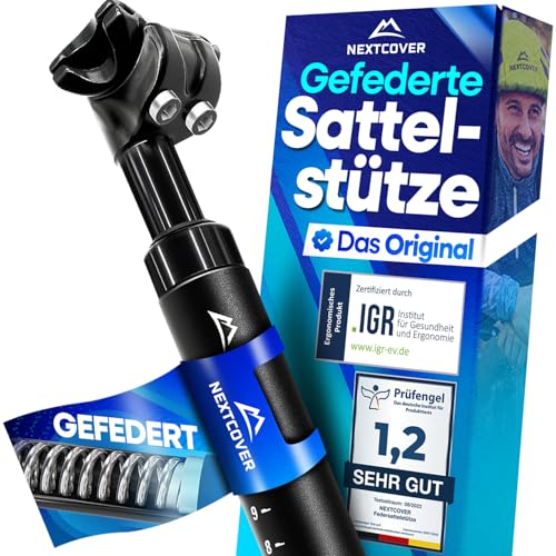 NEXTCOVER® Sattelstütze gefedert - Das Original - mit 27.2/30.9/31.6/34.9mm Durchmesser und [Comfort-Spring] Technologie I gefederte Sattelstütze, Sat