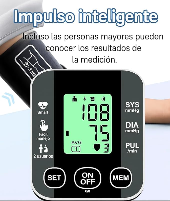 FARMADAR Baumanómetro Digital para Brazo – Monitor de Presión Arterial con Pantalla LED, Medición Automática y Precisa, Múltiples Modos de Lectura