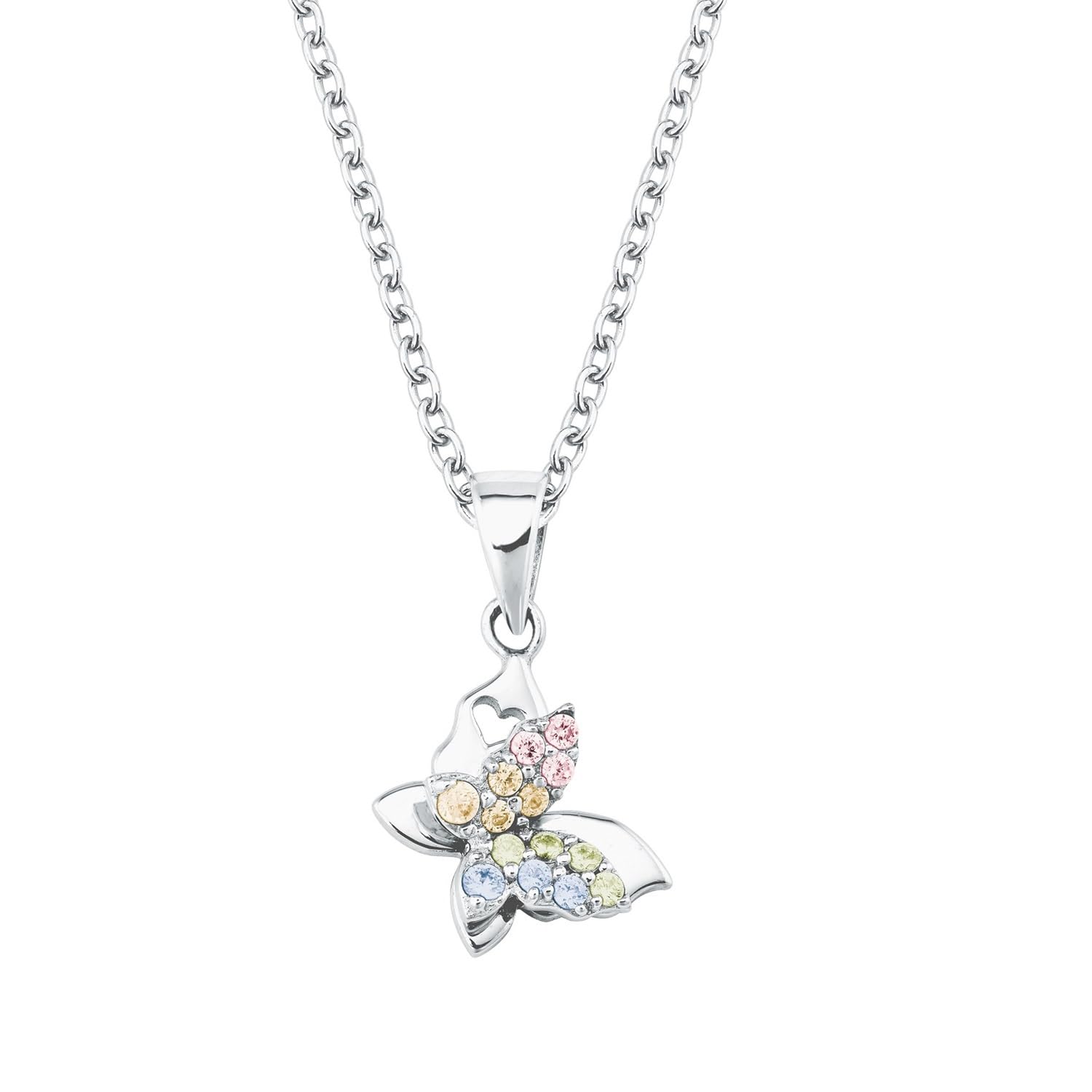 Prinzessin Lillifee , Girls’ Sterling silver Cubic Zirconia Chain Necklace, Multicolor, 38 -