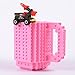 Brick Mugs -Fubarbar 12 oz Built-on Coffee Cups Funny Tea Mug Beverage Cup Built-on Building Bricks Pencial Cup for Kids Office Creative Time (Pink.) …