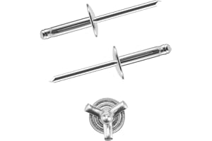 HZQX-ROP 3/16" x 1Large Flange Tri-Fold Exploding Aluminum Pop Rivets 50pcs(Silver)