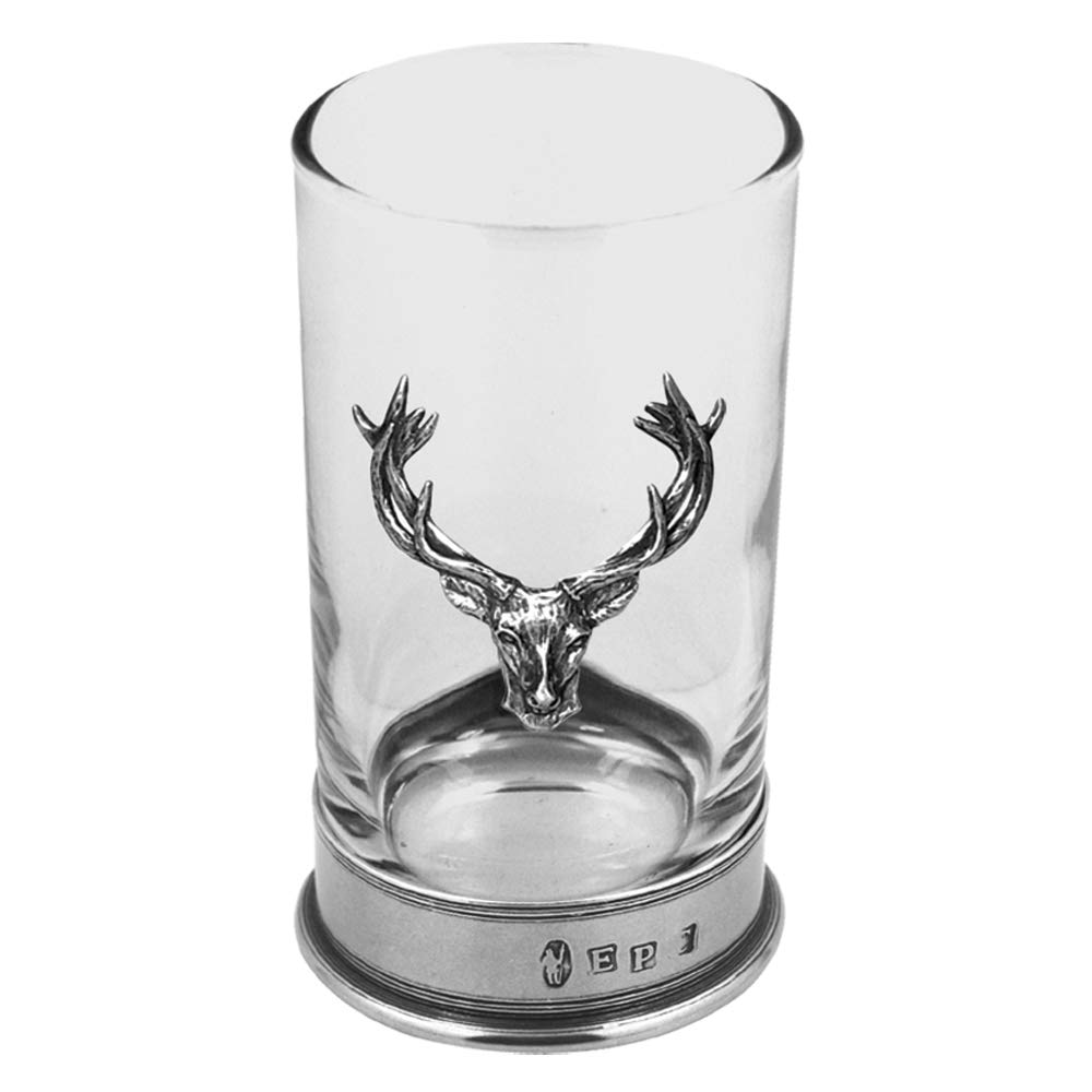 English Pewter Company Single Hiball Gin Whisky Vodka Glass with Stag Head [STAG102]
